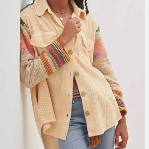anthropologie pilcro corduroy sweater sleeve button down shirt